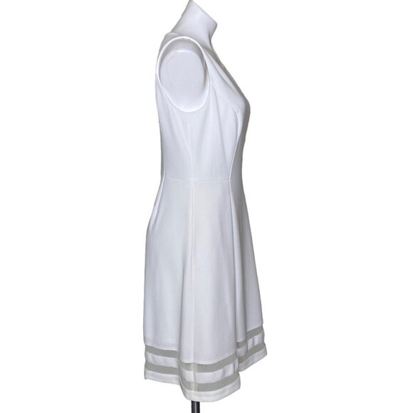 Tommy Hilfiger Cream A-Line Dress, NWT $109 Mesh Illusion Trim Women's Size 10 - Picture 6 of 11